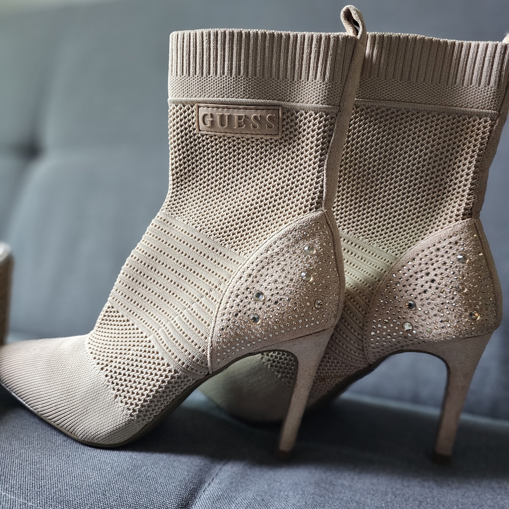 Guess Tan Heeled Boots with Sleek Stiletto
